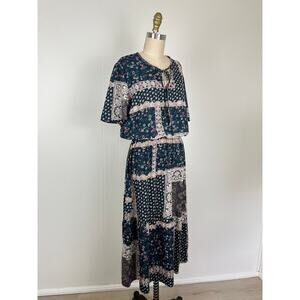 NWOT Les Amis Mixed Print Maxi Dress Large Boho‎ Peasant Cottagecore Flowy